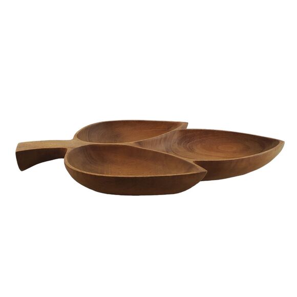 Vintage? Midcentury Wood Leaf Tray Centerpiece Serving Snack Tray Platter - Picture 1 of 9